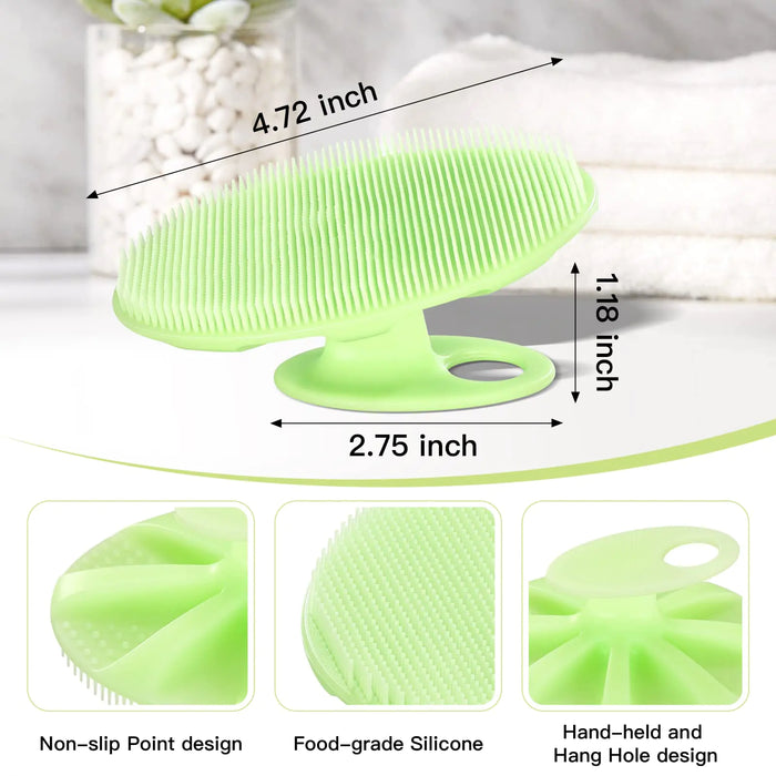 INNERNEED Food-Grade Soft Silicone Body Cleansing Brush Shower Scrubber, Gentle Exfoliating and Massage for All Kinds of Skin (Green) Green