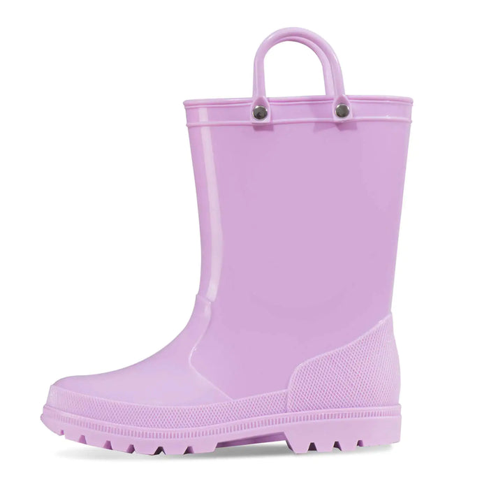 K KomForme Kids Girls & Boys Rain Boots with Easy-on Handles Waterproof Outdoors 3 Big Kid Lilac