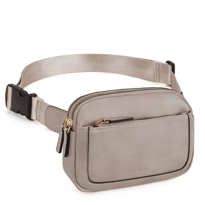 CLUCI Belt Bag for Women, Mini Everywhere Crossbody Waist Bag Adjustable Strap, Vegan Leather Women's Fanny Pack Grey