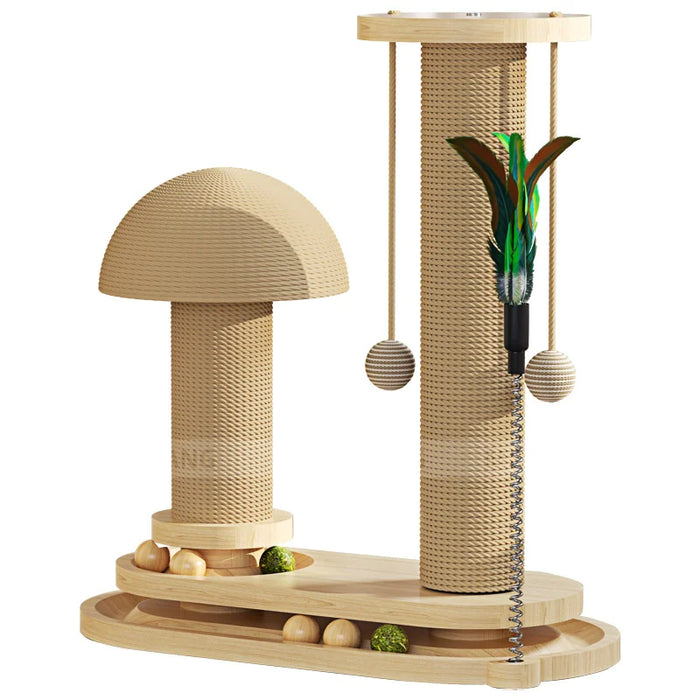 Solid Wood Cat Scratching Post & Toy Set