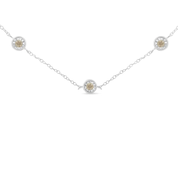 Sterling Silver Diamond Station Necklace (1/2 cttw, I-J Color, I1-I2 Clarity) - ShopSwiftly