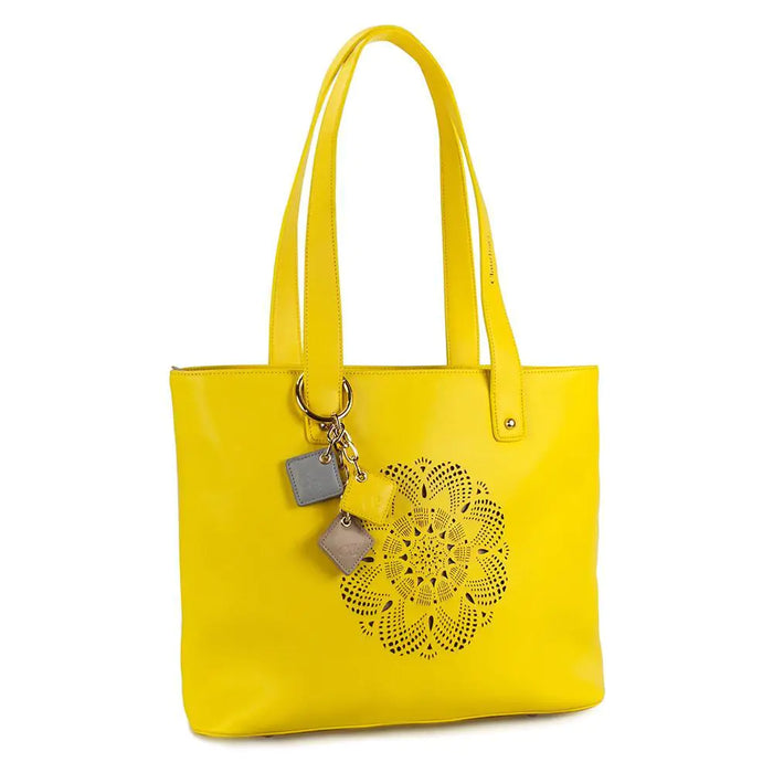 Sprout Leather Tote -Lemon - ShopSwiftly