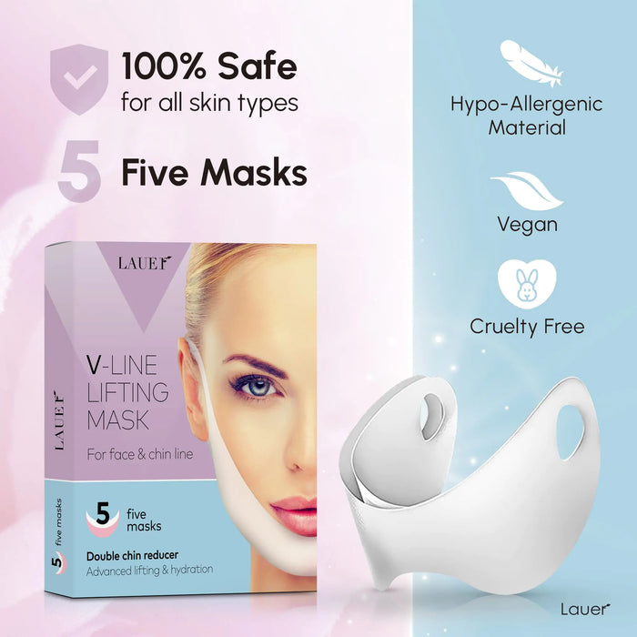 V Shaped Contouring Face Mask Line Shaping Lifting Belt Neck Reduction Jawline Lift Tape Enhancer Face Patch Firming Tightening Skin Chin Up Sculpting Collagen Mask Hyaluronic Acid Aloe Vera 5 pcs 1 Count (Pack of 5)