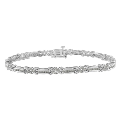 Sterling Silver Diamond X-Link Tennis Bracelet (1 cttw, I-J Color, I3 Clarity) - ShopSwiftly