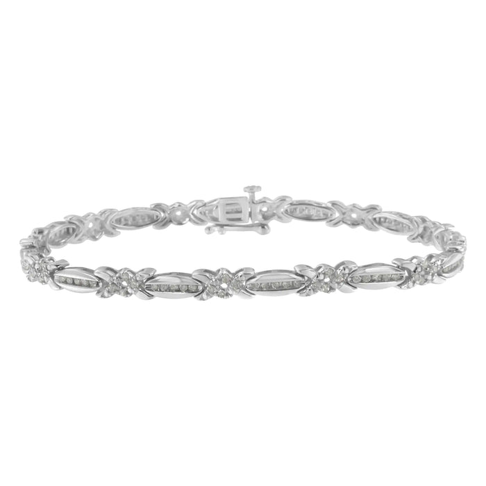 Sterling Silver Diamond X-Link Tennis Bracelet (1 cttw, I-J Color, I3 Clarity) - ShopSwiftly