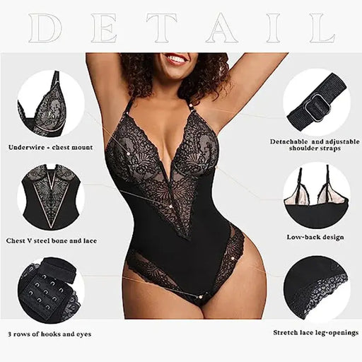 Lace V-Neck Shapewear - ShopSwiftly