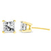 AGS Certified 1/2 Cttw Princess-Cut Square Diamond 4-Prong Solitaire Stud Earrings in 14K Yellow Gold (N-O Color, VS1-VS2 Clarity) - ShopSwiftly