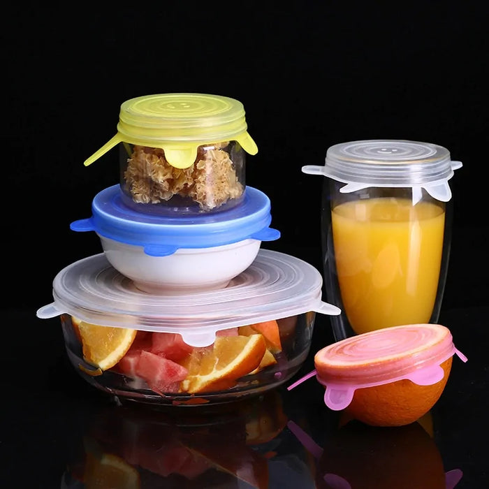 6 Pieces Stretchable Silicone Food Wrap Bowl Lid