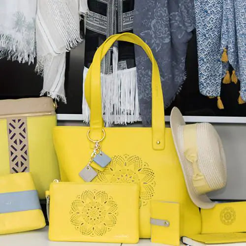 Sprout Leather Tote -Lemon - ShopSwiftly