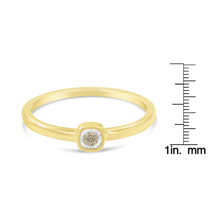 14K Yellow Gold Plated .925 Sterling Silver 1/20 Carat Diamond Square Cushion-Shaped Miracle Set Petite Fashion Promise Ring (J-K Color, I1-I2 Clarity) - ShopSwiftly