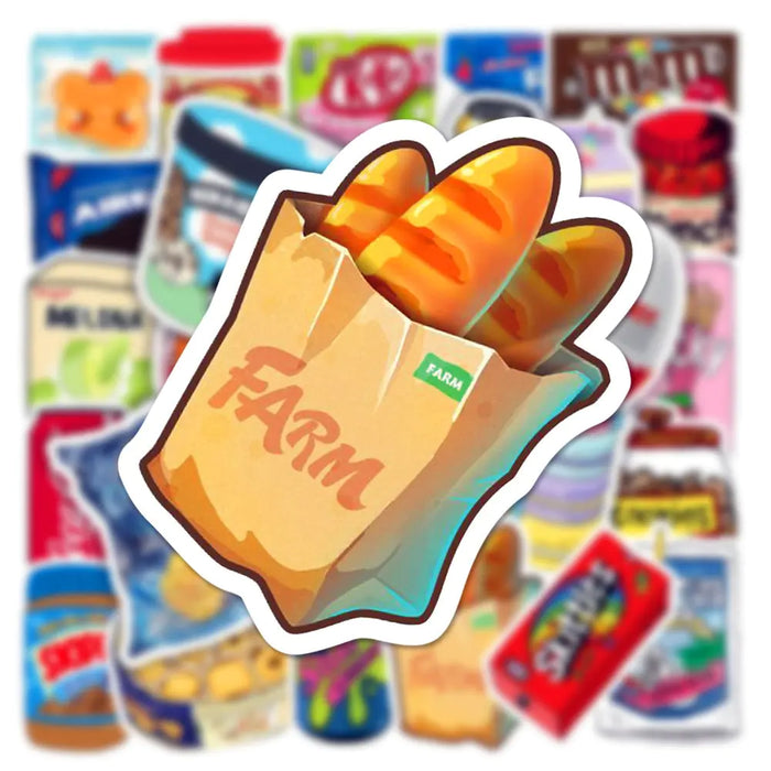 50/100pcs Cartoon Food Graffiti Stickers Snack Sticker for Skateboard