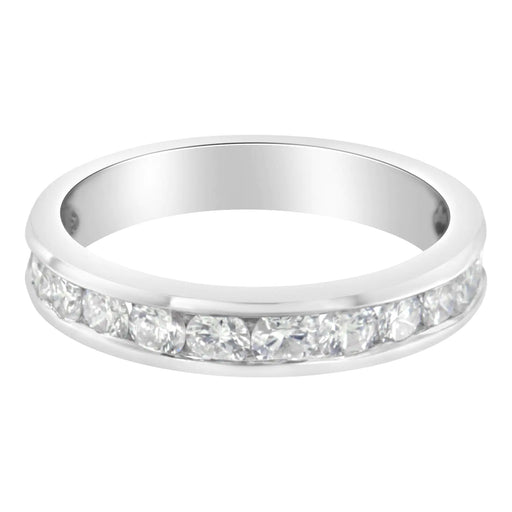 IGI Certified 1.0 Cttw Diamond 18K White Gold Channel-Set Half-Eternity Band Wedding Ring (E-F Color, I1-I2 Clarity) - ShopSwiftly