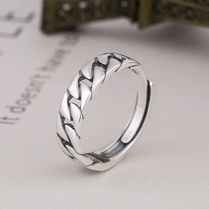 925 Sterling Silver Adjustable Chain Ring