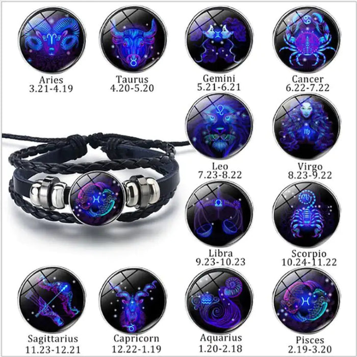 Zodiac Constellation Bracelet Braided Design Bracelet For Men Women Kids - ShopSwiftly