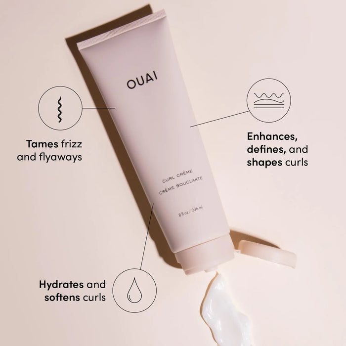 OUAI Curl Cream - Curl Defining Cream for Hydrated, Shiny Curls - Babassu and Coconut Oil, Linseed and Chia Seed Oil - Paraben, Phthalate, Sulfate and Silicone Free Curly Hair Products (8 Fl Oz) 8 Ounce (Pack of 1) 8.0