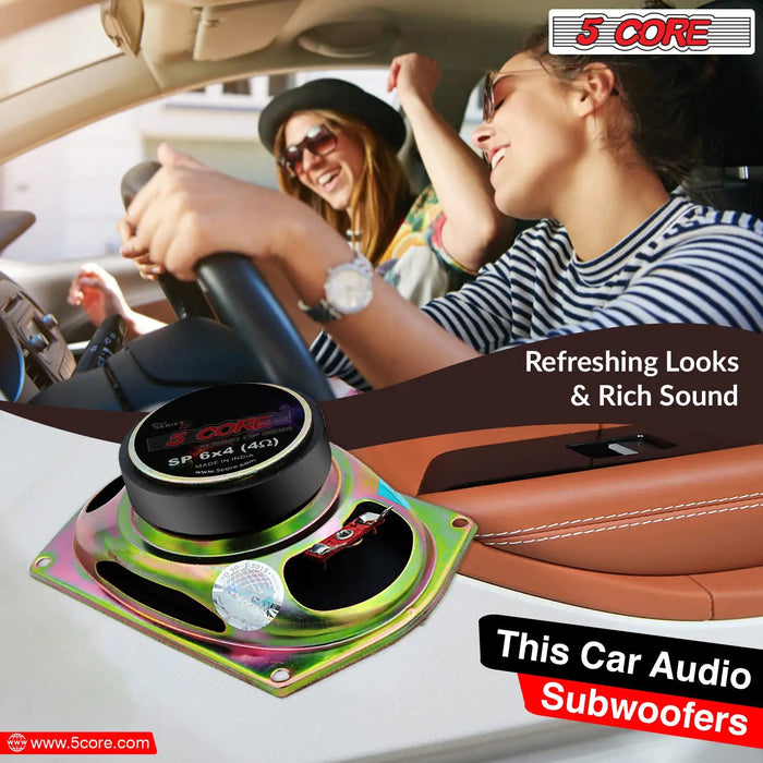 5Core Car Speakers 6 Inch Pair Replacement Loud Coaxial 4 Ohm Component Stereo Door Speaker Set