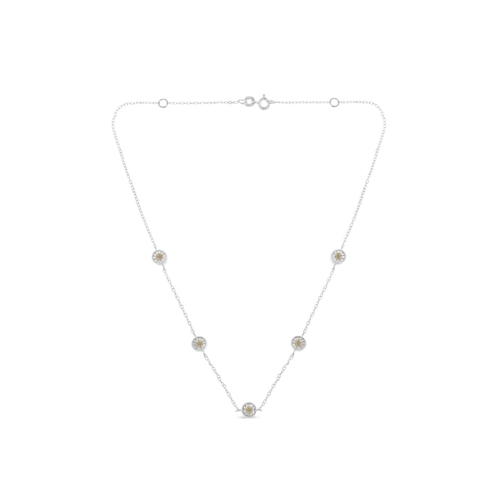 Sterling Silver Diamond Station Necklace (1/2 cttw, I-J Color, I1-I2 Clarity) - ShopSwiftly