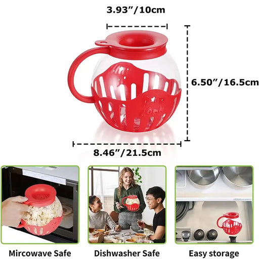 Microwave Glass Popcorn Popper With Silicone Lid - ShopSwiftly