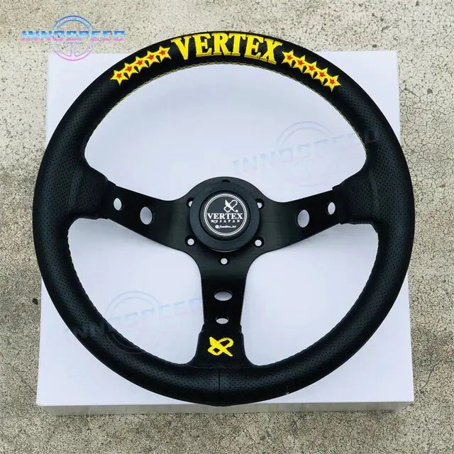 Universal Racing 13inch Vertex Leather Modified Performance Deep Dish Tuning Sport Steering Wheel