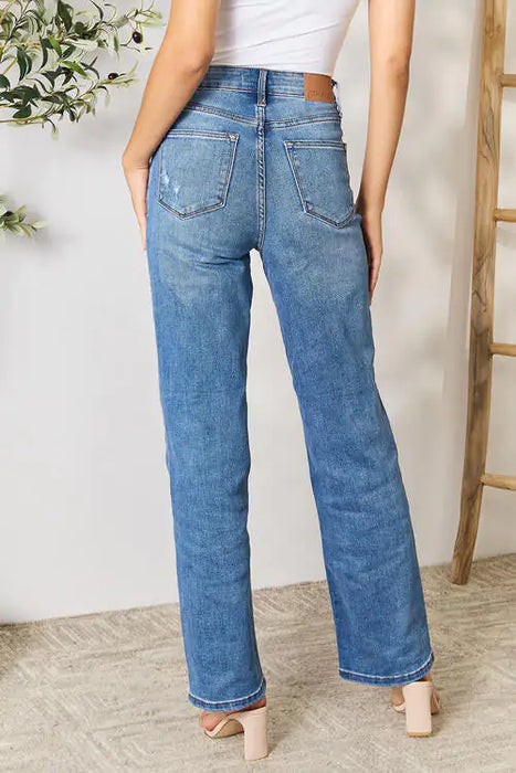 High Waist Distressed Jeans-