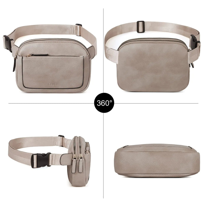 CLUCI Belt Bag for Women, Mini Everywhere Crossbody Waist Bag Adjustable Strap, Vegan Leather Women's Fanny Pack Grey