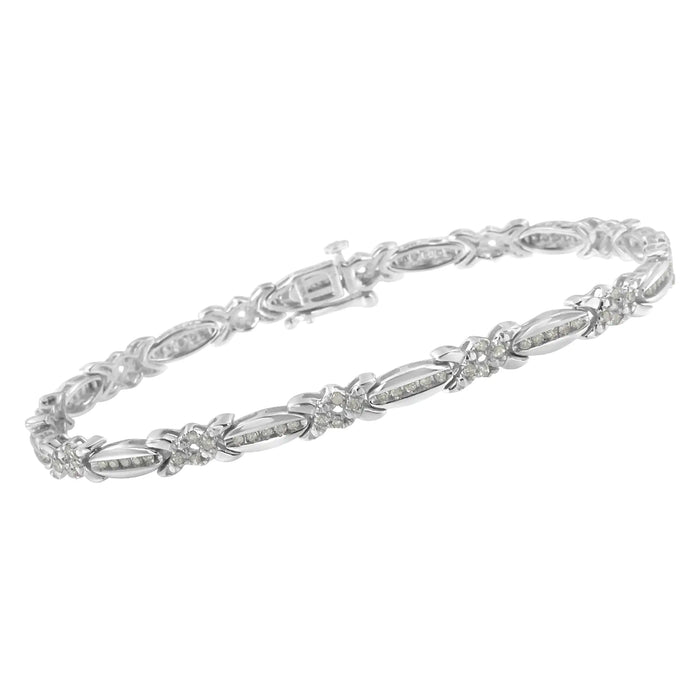 Sterling Silver Diamond X-Link Tennis Bracelet (1 cttw, I-J Color, I3 Clarity) - ShopSwiftly