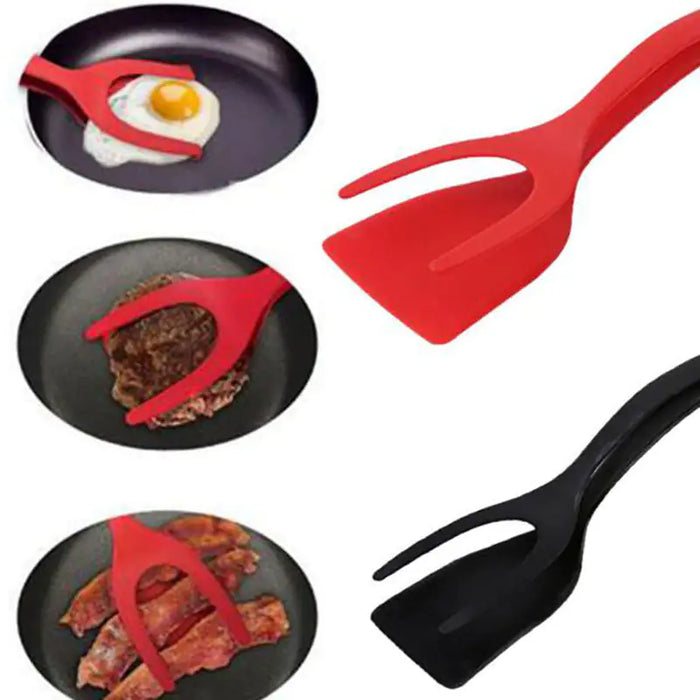 2 In 1 Grip And Flip Tongs Egg Spatula Tongs Clamp Pancake Fried Egg French Toast Omelet Overturned Kitchen Accessories - ShopSwiftly