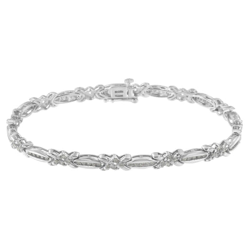 Sterling Silver Diamond X-Link Tennis Bracelet (1 cttw, I-J Color, I3 Clarity) - ShopSwiftly