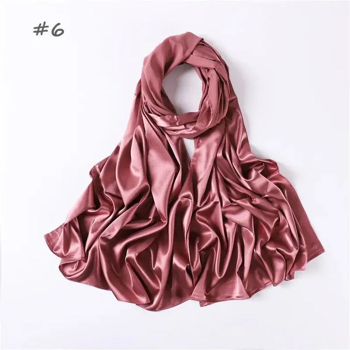 Women Solid Satin Silk Hijab Scarf