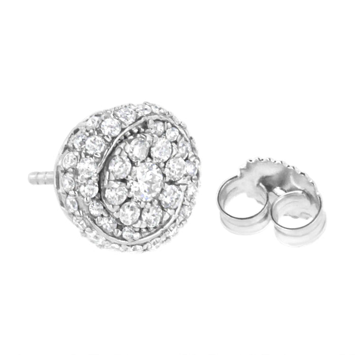 Sterling Silver 1 cttw Lab Grown Diamond Cluster Stud Earring (F-G Color, VS2-SI1 Clarity) - ShopSwiftly