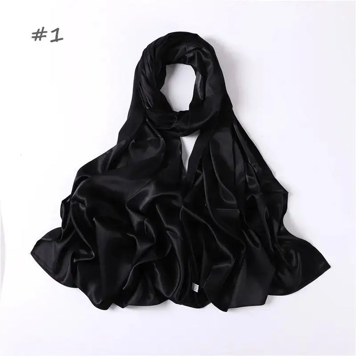 Women Solid Satin Silk Hijab Scarf