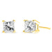 AGS Certified 1/2 Cttw Princess-Cut Square Diamond 4-Prong Solitaire Stud Earrings in 14K Yellow Gold (N-O Color, VS1-VS2 Clarity) - ShopSwiftly