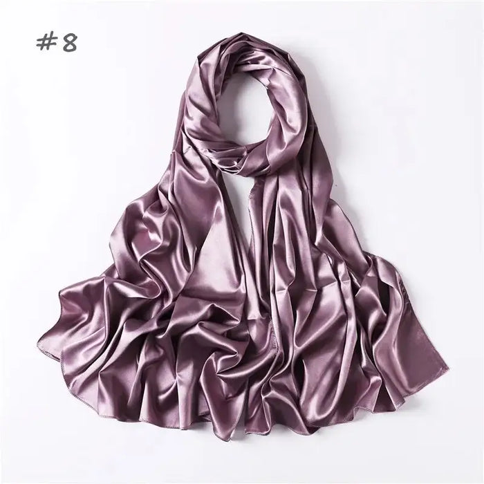 Women Solid Satin Silk Hijab Scarf