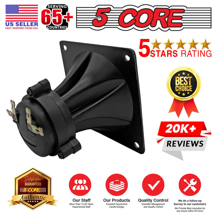 5Core Tweeter 3.25" x 3.25" 40W Component Square Driver Replacement Piezo Super Horn