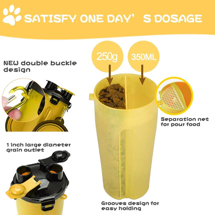 2-In-1 Dog Water Bottle With Food Container