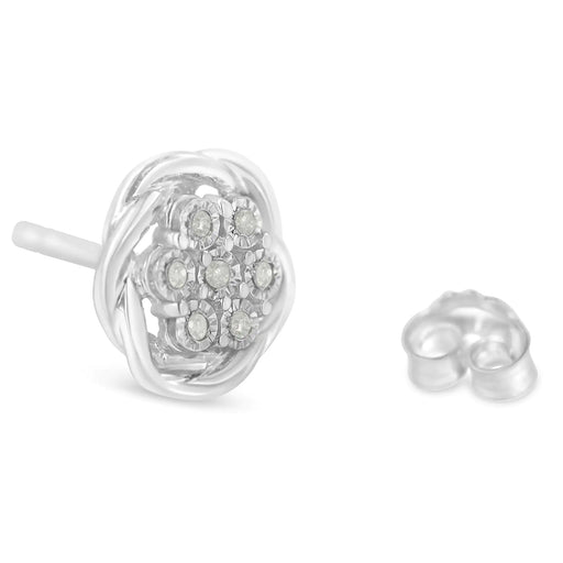 Sterling Silver Diamond Swirl Cluster Stud Earrings (1/6 cttw, I-J Color, I2-I3 Clarity) - ShopSwiftly