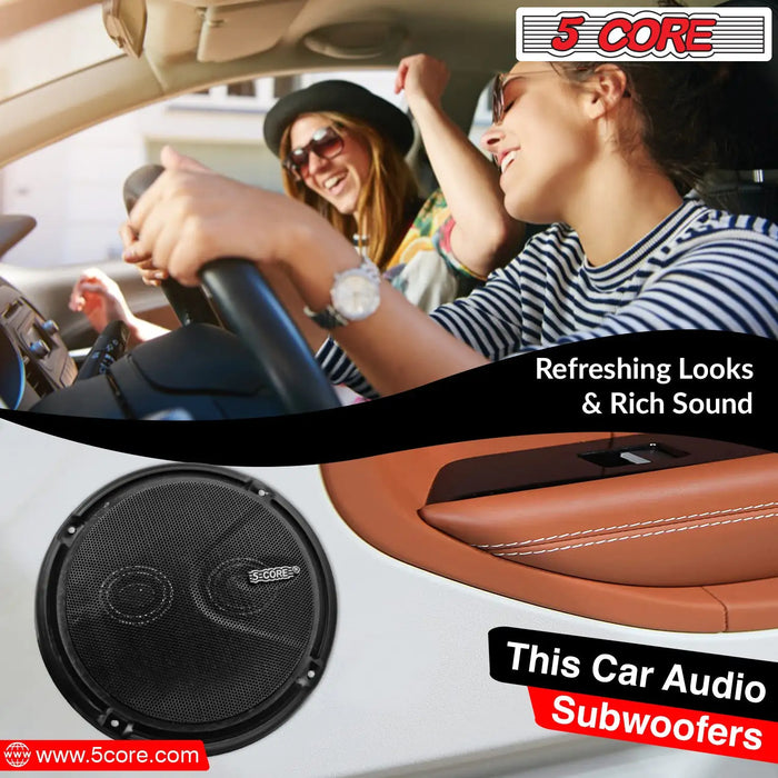 5Core Car Speakers 6 Inch 2 Way Replacement Loud Coaxial 4 Ohm Component Stereo Door Speaker Set