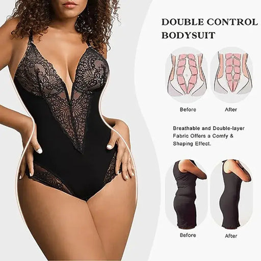 Lace V-Neck Shapewear - ShopSwiftly