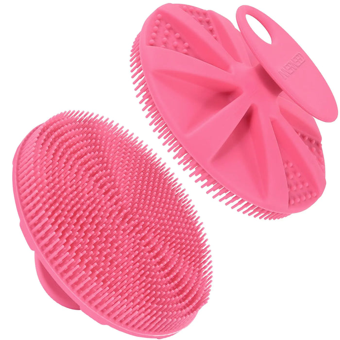 INNERNEED Food-grade Soft Silicone Body Scrubber Shower Brush Handheld Cleansing Skin Brush, Gentle Exfoliating and Lather Well (Pink) Pink