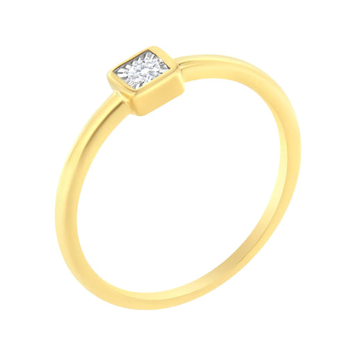 14K Yellow Gold Plated .925 Sterling Silver 1/20 cttw Miracle Set Diamond Promise Ring (J-K Color, I1-I2 Clarity) - ShopSwiftly