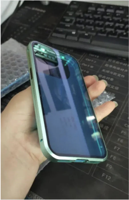 Magnetic Privacy Glass Phone Case with Anti-Peep Protection