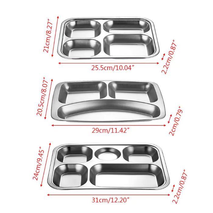 3/4/5 Sections Stainless Steel Food Plate