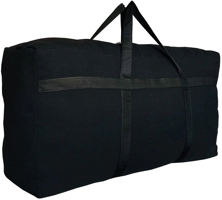 Extra Large Storage Duffle Bag with Zippers and Handles, Big Foldable Duffle Bag for Travel X-Large - 38" X 11.8" X 23" Black Canvas