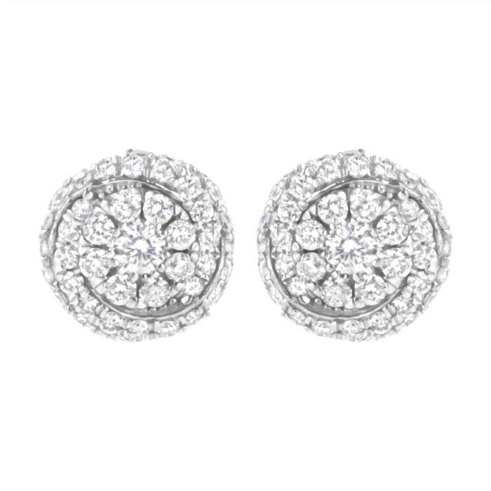 Sterling Silver 1 cttw Lab Grown Diamond Cluster Stud Earring (F-G Color, VS2-SI1 Clarity) - ShopSwiftly