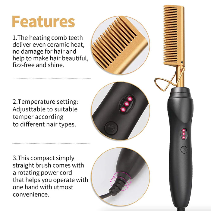 Hair Straightener Comb Pro Electric Beard Straightening Comb Heat Hot Comb Press