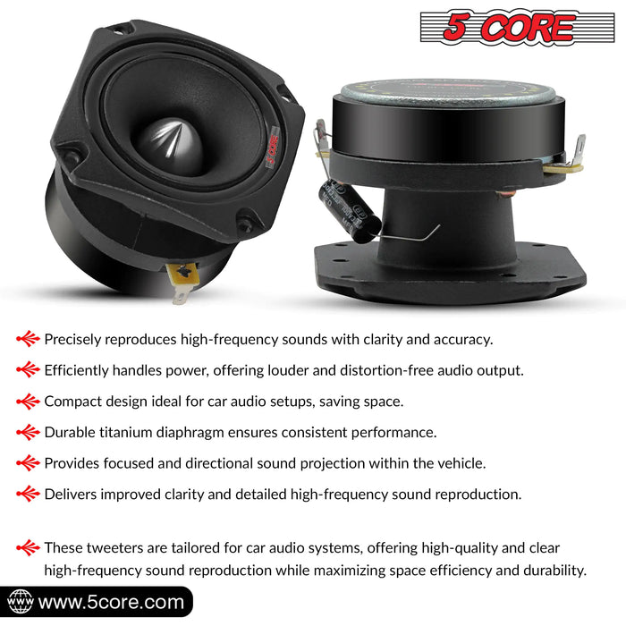 5Core Tweeters Speakers Car Audio Pair 600W Peak 3.5 Inch Super Bullet Tuiters Para Sonido Para Carro