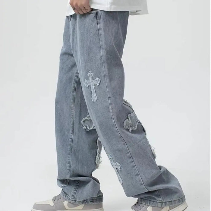 Men's High Street Jeans Long Pants Hip Hop Hong Kong Style