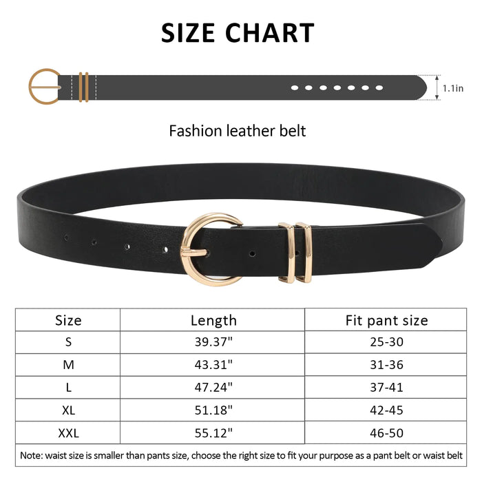 XZQTIVE 3 Pack Women Belts For Jeans Dresses Pants Ladies Leather Waist Belt with Gold Buckle 00 Black+brown+beige Fit Pant 25-30in