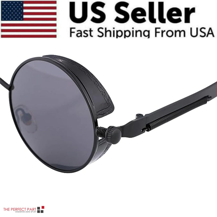 Retro Round Polarized Sunglasses Men Women Vintage Gothic Steampunk Glasses