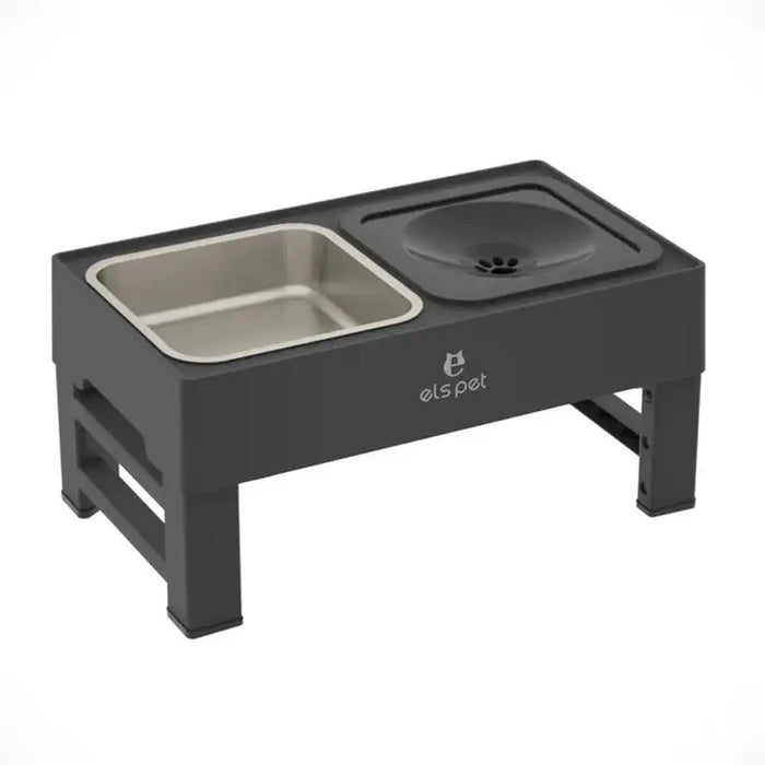 Adjustable Food and Water Bowl - Black Stainless